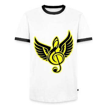 Symbole de clé Piano à queue - T-shirt contrasté Homme - blanc/noir - Devant - AI Model Female 172 light (172cm) & AI Model Male 178 dark (178cm)