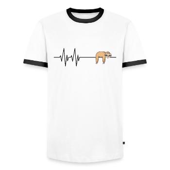 Faultier Herzschlag Faulenzen Keine Lust Schlafen - Männer Kontrast-T-Shirt - Weiß/Schwarz - Vorne - AI Model Female 172 light (172cm) & AI Model Male 178 dark (178cm)