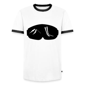 Ski, ski, ski, après-ski, freeski, freeskiing - T-shirt contrasté Homme - blanc/noir - Devant - AI Model Female 172 light (172cm) & AI Model Male 178 dark (178cm)