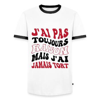 J'ai pas toujours raison mais j'ai jamais tort - T-shirt contrasté Homme - blanc/noir - Devant - AI Model Female 172 light (172cm) & AI Model Male 178 dark (178cm)