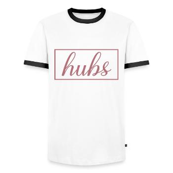 Hubs Matching Verlobung Hochzeit Flitterwochen - Männer Kontrast-T-Shirt - Weiß/Schwarz - Vorne - AI Model Female 172 light (172cm) & AI Model Male 178 dark (178cm)