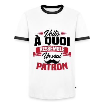 Voilà à quoi ressemble un vrai patron - T-shirt contrasté Homme - blanc/noir - Devant - AI Model Female 172 light (172cm) & AI Model Male 178 dark (178cm)