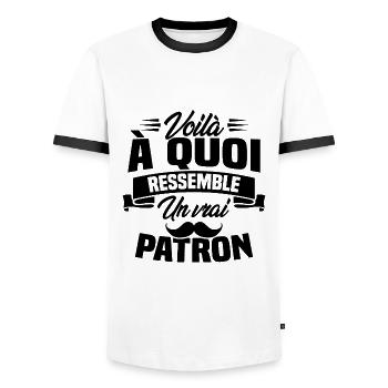 Voilà à quoi ressemble un vrai patron - T-shirt contrasté Homme - blanc/noir - Devant - AI Model Female 172 light (172cm) & AI Model Male 178 dark (178cm)