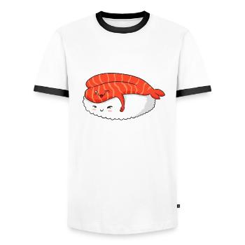 Sushi-Liebe - Männer Kontrast-T-Shirt - Weiß/Schwarz - Vorne - AI Model Female 172 light (172cm) & AI Model Male 178 dark (178cm)