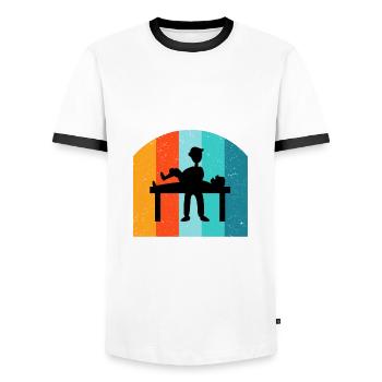 Physiotherapist Humorous Gift Saying Funny - Men's Ringer Shirt - white/black - Front - AI Model Female 172 light (172cm) & AI Model Male 178 dark (178cm)