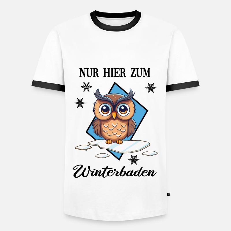 Winterbaden Eisbade-Eule Winterschwimmen Kältebad - Männer Kontrast-T-Shirt - Weiß/Schwarz