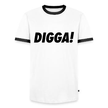 Digga! - Männer Kontrast-T-Shirt - Weiß/Schwarz - Vorne - AI Model Female 172 light (172cm) & AI Model Male 178 dark (178cm)