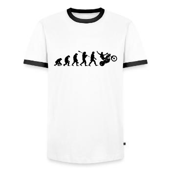 Motorrad Biker Evolution Motorradfahrer - Männer Kontrast-T-Shirt - Weiß/Schwarz - Vorne - AI Model Female 172 light (172cm) & AI Model Male 178 dark (178cm)