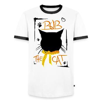 BOB DER STREUNER I BOB THE CAT - T-shirt contrasté Homme - blanc/noir - Devant - AI Model Female 172 light (172cm) & AI Model Male 178 dark (178cm)