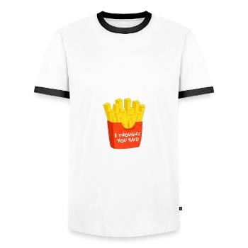 L'exercice? Frise supplémentaire? UNISEX ALIMENTAIRE - T-shirt contrasté Homme - blanc/noir - Devant - AI Model Female 172 light (172cm) & AI Model Male 178 dark (178cm)