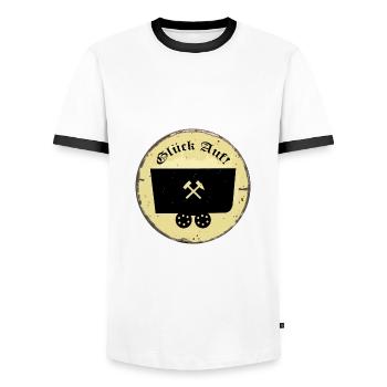 Glück Auf! - Männer Kontrast-T-Shirt - Weiß/Schwarz - Vorne - AI Model Female 172 light (172cm) & AI Model Male 178 dark (178cm)