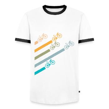 Fahrrad Bike Radsport - Männer Kontrast-T-Shirt - Weiß/Schwarz - Vorne - AI Model Female 172 light (172cm) & AI Model Male 178 dark (178cm)