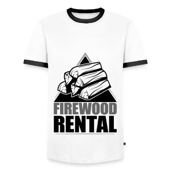 Brennholz Verleih | Farbe änderbar - Männer Kontrast-T-Shirt - Weiß/Schwarz - Vorne - AI Model Female 172 light (172cm) & AI Model Male 178 dark (178cm)
