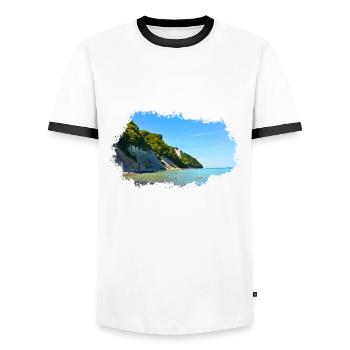 Island of Rügen Baltic Sea - Men's Ringer Shirt - white/black - Front - AI Model Female 172 light (172cm) & AI Model Male 178 dark (178cm)
