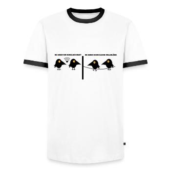 neue Verbindung der Raben - Männer Kontrast-T-Shirt - Weiß/Schwarz - Vorne - AI Model Female 172 light (172cm) & AI Model Male 178 dark (178cm)