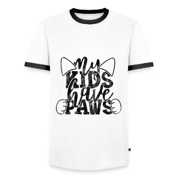 mes enfants ont des pattes chat - Drôles de dictons de chat - T-shirt contrasté Homme - blanc/noir - Devant - AI Model Female 172 light (172cm) & AI Model Male 178 dark (178cm)