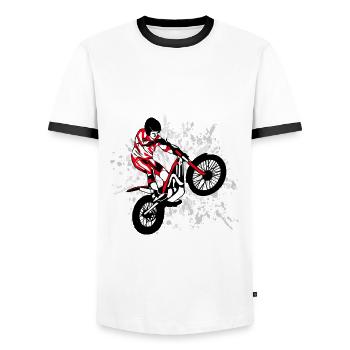 Trial Racing - Männer Kontrast-T-Shirt - Weiß/Schwarz - Vorne - AI Model Female 172 light (172cm) & AI Model Male 178 dark (178cm)