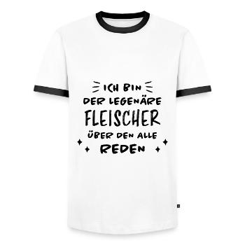 Fleischer Metzger Lustig Spruch Fleischer Geschenk - Männer Kontrast-T-Shirt - Weiß/Schwarz - Vorne - AI Model Female 172 light (172cm) & AI Model Male 178 dark (178cm)