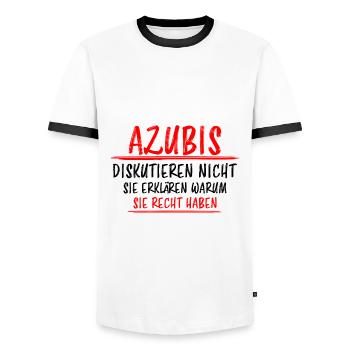Azubi Witz Spruch Lehrling Auszubildende Geschenk - Männer Kontrast-T-Shirt - Weiß/Schwarz - Vorne - AI Model Female 172 light (172cm) & AI Model Male 178 dark (178cm)