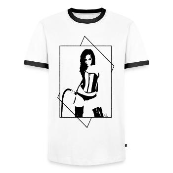 domina peitsche rahmen - Männer Kontrast-T-Shirt - Weiß/Schwarz - Vorne - AI Model Female 172 light (172cm) & AI Model Male 178 dark (178cm)