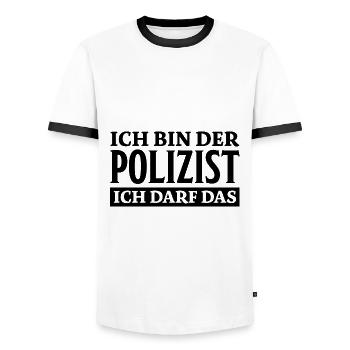 Polizist Spruch Polizei Lustiges Polizist Geschenk - Männer Kontrast-T-Shirt - Weiß/Schwarz - Vorne - AI Model Female 172 light (172cm) & AI Model Male 178 dark (178cm)