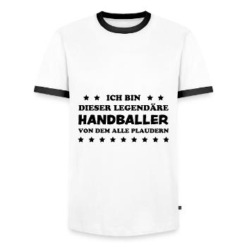 Handball Lustig Spruch Handballer Spieler Geschenk - Männer Kontrast-T-Shirt - Weiß/Schwarz - Vorne - AI Model Female 172 light (172cm) & AI Model Male 178 dark (178cm)