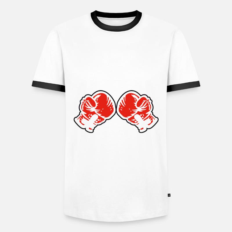 Boxhandschuhe - Männer Kontrast-T-Shirt - Weiß/Schwarz