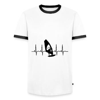 Windsurfing WindsurferSurfing ECG Windsurfing - Men's Ringer Shirt - white/black - Front - AI Model Female 172 light (172cm) & AI Model Male 178 dark (178cm)