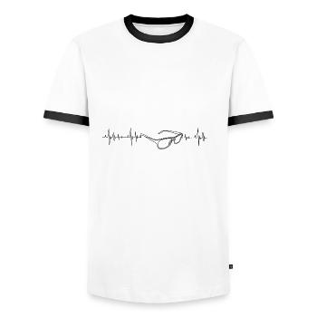 glasses - Men's Ringer Shirt - white/black - Front - AI Model Female 172 light (172cm) & AI Model Male 178 dark (178cm)