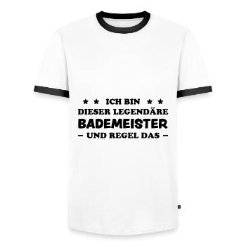 Bademeister Beruf Lustiger Spruch Freibad Geschenk - Männer Kontrast-T-Shirt - Weiß/Schwarz - Vorne - AI Model Female 172 light (172cm) & AI Model Male 178 dark (178cm)