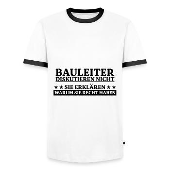 Bauleiter Beruf Lustiger Spruch Baustelle Geschenk - Männer Kontrast-T-Shirt - Weiß/Schwarz - Vorne - AI Model Female 172 light (172cm) & AI Model Male 178 dark (178cm)