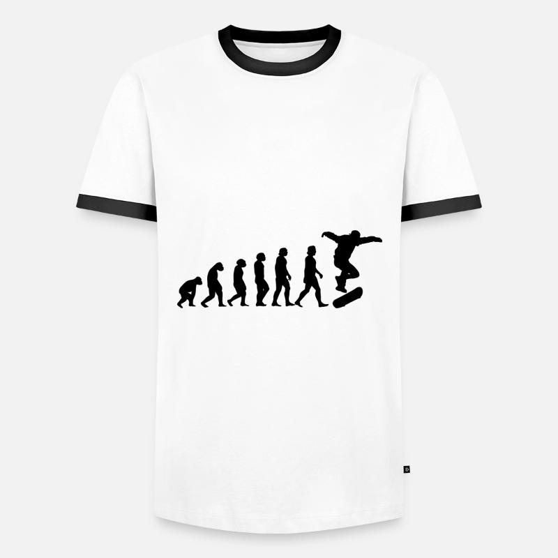 Skater Evolution Skateboard Skateboarding Geschenk - Männer Kontrast-T-Shirt - Weiß/Schwarz