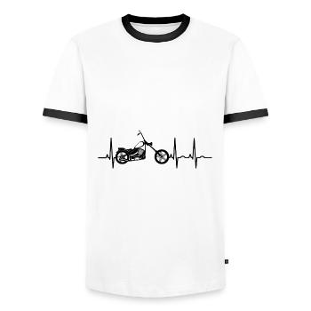 Biker Motorcycle Chopper Bobber Retro Motorcyclist - Men's Ringer Shirt - white/black - Front - AI Model Female 172 light (172cm) & AI Model Male 178 dark (178cm)