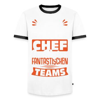 Stolzer Chef Chef Mann Abteilungsleiter Teamchef - Männer Kontrast-T-Shirt - Weiß/Schwarz - Vorne - AI Model Female 172 light (172cm) & AI Model Male 178 dark (178cm)