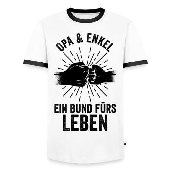 Grandfather, grandson, grandpa - Men's Ringer Shirt - white/black - Front - AI Model Female 172 light (172cm) & AI Model Male 178 dark (178cm)
