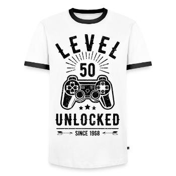 50th Birthday Gift Gamer Gamer Video Game 50 - Men's Ringer Shirt - white/black - Front - AI Model Female 172 light (172cm) & AI Model Male 178 dark (178cm)