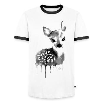 Deer Black & White - Men's Ringer Shirt - white/black - Front - AI Model Female 172 light (172cm) & AI Model Male 178 dark (178cm)