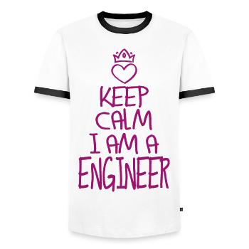 Keep Calm Engineer cool gift - Men's Ringer Shirt - white/black - Front - AI Model Female 172 light (172cm) & AI Model Male 178 dark (178cm)