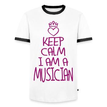 Keep Calm Musiker cool Musiker Geschenk - Männer Kontrast-T-Shirt - Weiß/Schwarz - Vorne - AI Model Female 172 light (172cm) & AI Model Male 178 dark (178cm)