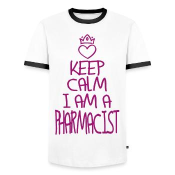 Restez calme Pharmacien au frais - T-shirt contrasté Homme - blanc/noir - Devant - AI Model Female 172 light (172cm) & AI Model Male 178 dark (178cm)