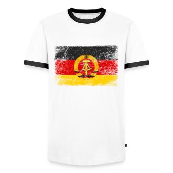 Ostdeutschland Ossi Deutschland DDR - Männer Kontrast-T-Shirt - Weiß/Schwarz - Vorne - AI Model Female 172 light (172cm) & AI Model Male 178 dark (178cm)