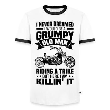 Trike - Männer Kontrast-T-Shirt - Weiß/Schwarz - Vorne - AI Model Female 172 light (172cm) & AI Model Male 178 dark (178cm)