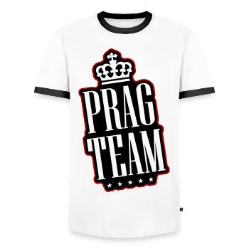 L’équipe de Prague - T-shirt contrasté Homme - blanc/noir - Devant - AI Model Female 172 light (172cm) & AI Model Male 178 dark (178cm)