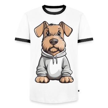 Airedale Terrier Hund Lustig - Männer Kontrast-T-Shirt - Weiß/Schwarz - Vorne - AI Model Female 172 light (172cm) & AI Model Male 178 dark (178cm)