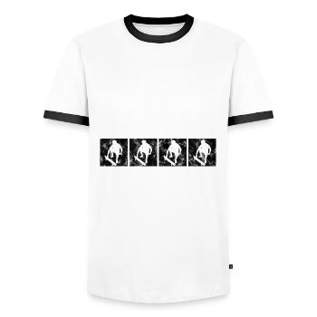 Skateboarder Skateboard Skater Skate Skateing - T-shirt contrasté Homme - blanc/noir - Devant - AI Model Female 172 light (172cm) & AI Model Male 178 dark (178cm)