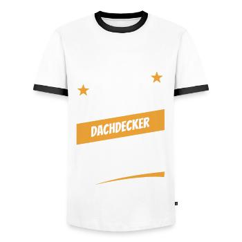 Niemand ist perfekt - Dachdecker - Spruch - Männer Kontrast-T-Shirt - Weiß/Schwarz - Vorne - AI Model Female 172 light (172cm) & AI Model Male 178 dark (178cm)
