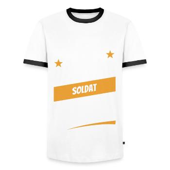 Niemand ist perfekt - Soldat - Spruch - Männer Kontrast-T-Shirt - Weiß/Schwarz - Vorne - AI Model Female 172 light (172cm) & AI Model Male 178 dark (178cm)