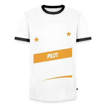 Niemand ist perfekt - Pilot - Spruch - Männer Kontrast-T-Shirt - Weiß/Schwarz - Vorne - AI Model Female 172 light (172cm) & AI Model Male 178 dark (178cm)