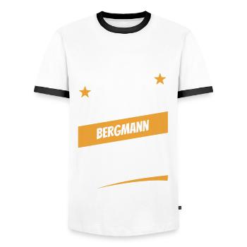 Niemand ist perfekt - Bergmann - Spruch - Männer Kontrast-T-Shirt - Weiß/Schwarz - Vorne - AI Model Female 172 light (172cm) & AI Model Male 178 dark (178cm)