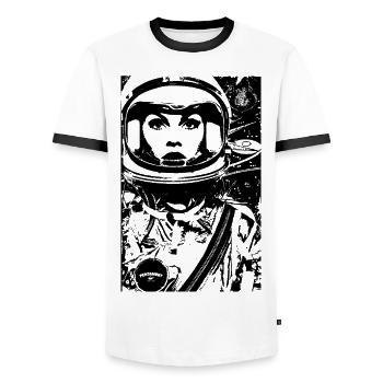 ASTRONAUTE FEMME FEMME POWER STENCIL - T-shirt contrasté Homme - blanc/noir - Devant - AI Model Female 172 light (172cm) & AI Model Male 178 dark (178cm)